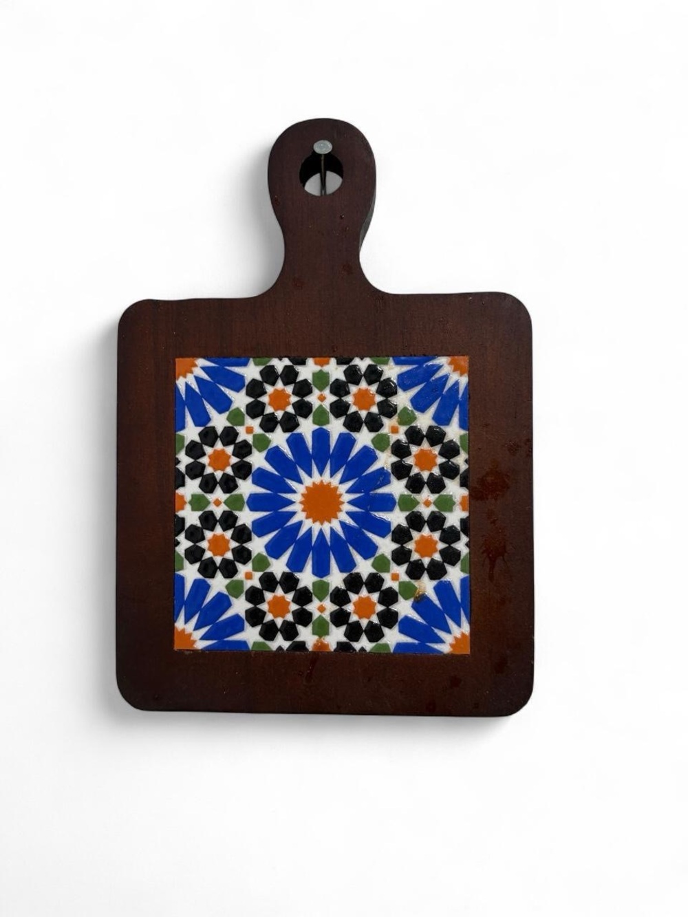 Handmade Mini Wood Cheese Board Set w/ Mosaic Tile Inlay & Spreader Knife